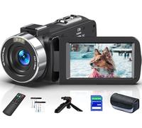 8K Video Camera, 64MP Camcorder for YouTube, 18X Zoom, 3.0 inch Flip Screen, Vlogging Camera with 32GB SD Card, Remote Control, 2 Batteries, Tripod