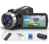 8K Video Camera 64MP Camcorder for YouTube with 3.0 inch Flip Screen, Remote Control, 32GB SD Card, and Two Batteries