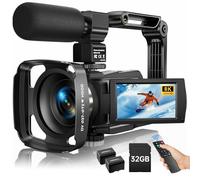 8K Video Camera Camcorder 2025 Latest 88MP Ultra HD Video Cameras Wifi Vlogging Camera for YouTube 18X Digital Video Cameras with 32G Card Microphone 6-Axis Anti-Shake IR Night Vision Video Recorder