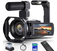 8K Video Camera Camcorder 64MP YouTube Vlogging Cameras IR Night Vision WiFi Webcam Camcorders with 18X Digital Zoom 3.0”Touch Screen Stabilizer, Mic, 64G SD Card, Remote Control and 2 Batteries