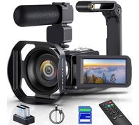 8K Video Camera Camcorder 64MP YouTube Vlogging Cameras IR Night Vision WiFi Webcam Camcorders with 18X Digital Zoom 3.0”Touch Screen Stabilizer, Mic, 64G SD Card, Remote Control and 2 Batteries