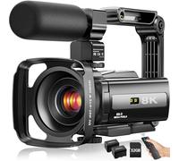 8K Video Camera Camcorder 88MP UHD WiFi Vlogging Cameras for YouTube 18X Digital Zoom IR Night Vision 3.0'' Touch Screen Camera with 32GB Card, Microphone, Lens Hood, Stabilizer, Remote, Two Batteries