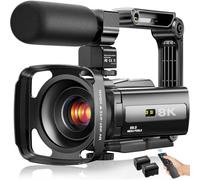 8K Video Camera Camcorder 88MP UHD WiFi Vlogging Cameras for YouTube 18X Digital Zoom IR Night Vision 3.0'' Touch Screen Camera with 32GB Card, Microphone, Lens Hood, Stabilizer, Remote, Two Batteries