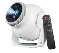 【8K Video Decode / Android 14.0】Mini Smart Projector with WiFi 6 and Bluetooth 5.4, 450 ANSI Support 4K 1080P, Portable Outdoor Movie Projectors, Auto Keystone Correction, 270° Rotatable Proyector