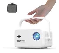 【8K Video Decoding & Android 14.0】Smart Projector with WiFi and Bluetooth, 650 ANSI 8K Supports Native 1080P, Auto Focus and Keystone, 360° Rotation, Portable Mini Short Throw Outdoor Film Projector