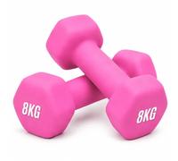 8kg Dumbbells Set Pink, Neoprene Coated Hex Weights with Secure Non-Slip Grip, Heavy Duty Hand Weights for Muscle Toning, Strength Training and Home Workouts