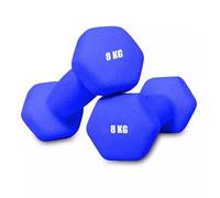 8kg x 2 Neoprene Dumbbells Pair - Non-Slip Hex Dumbbell Weights for Home Gym & Strength Training - Anti-Roll Design & Comfortable Grip - Blue