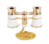 8KLANMMQ 3 X 25 Classic Foldable Opera Glasses Binoculars Metal Body with Chain Optical Lens Theater Telescope Retro Design Women Gifts (Color : A) (Black)