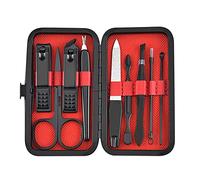 8KLANMMQ 9pcs/Set Nail Clippers Manicure Pedicure Set Portable Travel Stainless Steel Nail Cutter Tool Kit (Color : Red, Size : 10.8 * 2.2 * 6cm) (Red 10.8 * 2.2 * 6cm)
