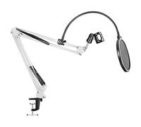8KLANMMQ Desktop Microphone Suspension Scissor Arm Bracket with Microphone Clip Holder,Blowout Screen,for Singing,Recording,Etc