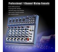 8KLANMMQ F7-USB 7-Channel Mic Line Audio Sound Mixer Mixing Console with USB Input 48V Phantom Power 3 Bands Equalizer