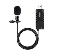 8KLANMMQ Microphone Lavalier Clip-on Cardioid Condenser Computer Mic Pluging and Play USB Microphone with Sound Card for PC