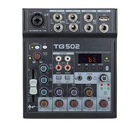 8KLANMMQ TG 502 Audio Mixer 4 Channel Stereo Sound Board Console System 48V Phantom Power for Live Streaming Gaming Podcast