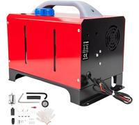 8KW Diesel Air Heater,ShockFlo 12V All-in-one Portable Fast Heating Diesel Heater With LCD Switch & Remote Control，Night Diesel Heating Quiet for Campervan Car Trucks Bus RV SUV-Single Holes Red