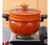 8L (2.1 Gal) Pumpkin Shaped Dutch Oven, Orange & Green Dutch Oven Pot with Lid, Cast Iron Micro-Pressure for Stovetop, Suitable for Stewing, Frying & Baking, Nonstick Ceramic Coating