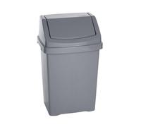 8L/25L/50L Litre Swing Bin for Home Office Garden Waste Recycle Bin Dustbin Kitchen, Bathroom Rubbish Trash Refused Bin with Swing Lid, Heavy-Duty Plastic Dustbin (Silver, 25L)