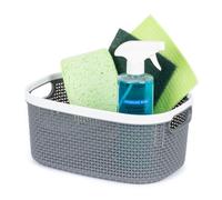 LIVIVO 8L Plastic Woven Storage Basket Kovan - Stackable BPA-Free Small Organiser Bin for Kitchen, Bathroom, Bedroom, Office, Makeup, Toys & Drawers - Durable PP Plastic with Handles