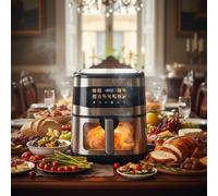 8L Air Fryer with Visual Window, 11-In-1 Cooking Presets, Smart Touch Screen, Timer Function, Energy and Time Saver with 11 Pre-Sets for Oil Free & Low Fat Healthy Cooking, 33.5 * 32.5 * 35.5cm