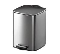 8L Chrome Stainless Steel Kitchen Pedal Bin - Soft Close 15L No-Touch Trash Can for Food Waste & Recycling - Large Metal Rubbish Bin (Black 42.5x29.2x30.3CM)