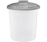 8L Clear/Cool Grey Fun Bin with Twist Lock Lid - Small Plastic Rubbish Bin & Storage Organiser for Home, Office, Bathroom or Any Room