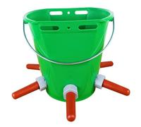 8L Goat Feeder with 5 Nipples Baby Goat Bottle Feeder for Calves and Lambs Sturdy Green Nursing Bucket with Measurement Marks and Mounting Bracket