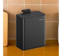 8L Hanging Kitchen Steel Bin with Lid, Ink Black