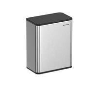 SONGMICS Hanging Kitchen Bin, 2.1-Gallon (8 L) Steel Trash Bin with Lid for Food Waste, Cabinet Door Hanging or Wall-Mounted with Hooks, for Under Sink, Bathrooms, Metallic Silver LTB810E08