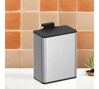 8L Hanging Kitchen Steel Bin with Lid, Metallic Silver