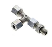 8L & M12x1.5 Zink Plated Steel Right Angle Tee Cutting Fitting with Male Threads 315 bar Adjustable ISO 8434-1
