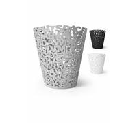 8L Modern Alphabet Design Waste Bin, Decorative Plastic Trash Can, Lightweight & Durable, 24 x 27 cm, Stylish Office & Home Waste basket (GREY)
