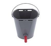 8L Plastic Feeder Bucket with Nipples Check Valves Feeding Equipment for Livestock Use Large Capacity Durable Food Grade Gray 30x28x23.6cm (For cattle)
