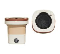 8L Portable Washer ，Collapsible Travel Washing Machine，Spin Dryer for Clothes ，Compact Design， Ideal for Camping and Small Spaces，Mini Small Washer，Socks & Underwear (Khaki)