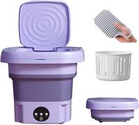 8L Portable Washing Machine And Dryer - Foldable Mini Washer For Small Clothing, Underwear - Ideal For Home, Business, Travel, College Room, RV, Apartment(Purple)