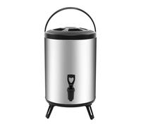 8L Stainless Steel Insulated Beverage Dispenser, Double Insulation Bucket Urn with Tap, Foldable Tripod & Carry Handle, Cold and Hot Drink Dispenser for Cafe, Buffet, Canteen, Milk Tea Shop