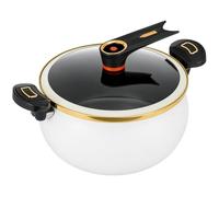 8L Stock Pot with Lid White Induction Oven Safe | 8L large-capacity pot with lid, perfect for stewing, braising and making soup for daily home cooking.