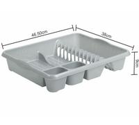 8L Swing Bin, Large Dish Drainer, Cutlery Tray, 39cm Washing Up Bowl UK - Silver