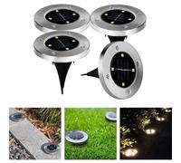 (8LEDS) 4 pcs 4 LED/8LED Solar Garden Lights Outdoor Ground Solar Lights IP65 Waterproof Stainless Steel Solar Lamp for Stairway, Landscape, Roads, Pathway
