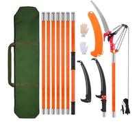 8m/26Ft Pole Pruning Saw Adjustable Length, 2-in1 Steel Saw and Scissors for High-Altitude Labor-Saving Cutting, Manual Tree Trimmer Long Handle Pruner Scissors Multi-Function Pole for High Branches