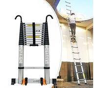 8m/7m/6m/5m/4m/3m/2m Telescopic Ladder Foldable & Expandable 2 Removable Hooks Lightweight Aluminum 150kg Capacity Perfect for Home & RV Use