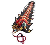 8m Dragon Dance Ribbon Dragon Poi with 3D Dragon Head and Swing Rope, Portable Art Streamer, Outdoor Fitness Stage Props Set for Fitness, Juggling(Nero)