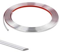 8M Silver Flexible Moulding Trim,Self-Adhesive Decorative Edging Strip for Tile, Wall, Mirror, Ceiling, Floor, Panel, Cabinet，Peel and Stick PVC Mirrior Frame Trim,10MM