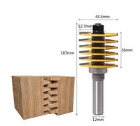 8mm 1/2" Shank Router Bit Finger Joint Tenon Milling Cutter Woodworking Cutter Tool Finger Joint Tenon Milling