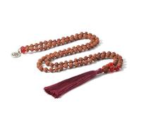 8Mm 108 Mala Prayer Beads Necklace with Luck Charm,Natural Wood Tibetan Buddhist Buddha Chork Amulet Meditation Bead Bracelet for Women Men Red Atage
