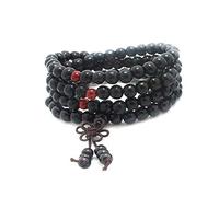 8mm*108pcs Mala Bracelet Necklace Men's Women's Tibetan Buddhist Buddha Meditation Prayer Bead Prayer Buddha Mala Chinese Knot (Black)