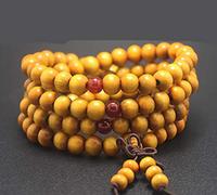 8mm*108pcs Mala Bracelet Necklace Men's Women's Tibetan Buddhist Buddha Meditation Prayer Bead Prayer Buddha Mala Chinese Knot (Orange)