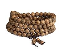 8mm*108pcs Wood Bracelet Wrist Link Necklace Chain Tibetan Buddhist Sandalwood Bead Prayer Buddha Mala Chinese Knot (brown)