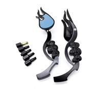 8mm 10mm Chrome Skull Flame Rearview Mirror For Harley DYNA SOFTAIL SPORTSTER ROAD KING Handlebar Mirror(Black)