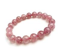 8mm 10mm Natural Strawberry Quartz Gemstone Crystal Round Bead Woman Lady Bracelet