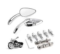 8mm/10mm Rearview Side Mirrors Chrome Skull Teardrop Aluminum Replacement for Harley Dyna Electra Glide Motorcycle Left & Right