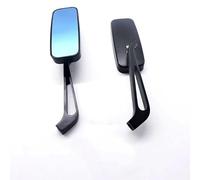 8mm/10mm Universal Side Mirror Mobike Accessories Motorcycle Handlebar Rear View Mirrors Rectangle Square Glass Motorcycle Rearview Mirror(Black Blue lens)